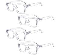 Eyekepper 4 Pack Ladies Reading Glasses - Oversized Square Design Readers for Women Transparent