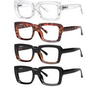 Eyekepper 4 Pack Ladies Reading Glasses - Stylish Oversized Square Readers for Women +0.75