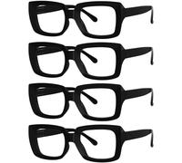 Eyekepper 4 Pack Stylish Reading Glasses Women - Oversized Square Readers Black +1.00