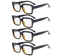 Eyekepper 4 Pack Stylish Reading Glasses Women - Oversized Square Readers Black/Tortoise +1.75