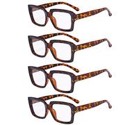Eyekepper 4 Pack Stylish Reading Glasses Women - Oversized Square Readers Tortoise +3.50