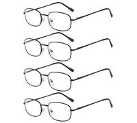 Eyekepper 4 Pairs Reading Glasses Metal Black Frame Reader Eyeglasses with Spring Hinges for Men Women Reading