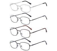 Eyekepper 4 Pairs Reading Glasses Metal Frame Reader Eyeglasses with Spring Hinges for Men Women Reading