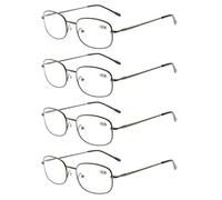 Eyekepper 4 Pairs Reading Glasses Metal Gunmetal Frame Reader Eyeglasses with Spring Hinges for Men Women Reading