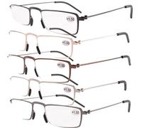 Eyekepper 5-Pack Straight Thin Stamped Metal Frame Half-Eye Style Reading Glasses Readers +2.75
