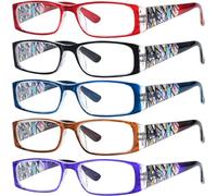 Eyekepper 5-Pack Stylish LookCrystal Aeropittura Arms Spring Hinges Womens Reading Glasses +3.5