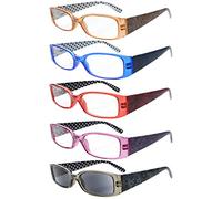 Eyekepper 5 Pairs Polka Dots Pattern Design Reading Glasses for Women Reading Inlcude Reader Sunglasses +2.00 Reading Eyeglasses