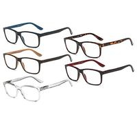 Eyekepper 5 Pairs Reading Glasses Classic Rectangular Frame Mens Womens Spring Hinges (One for Each Color, 0.75)