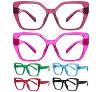 Eyekepper 6 Pack Metalless Screwless Blue Light Blocking Reading Glasses Oversized Cat Eye for Women +1.75