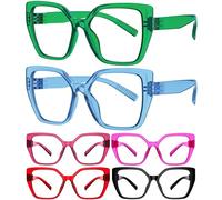 Eyekepper 6 Pack Metalless Screwless Reading Glasses Spring Hinges Oversized Cat Eye Readers for Women +3.0