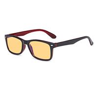 Eyekepper Blue Light Blocking Computer Reading Glasses Women Men with Amber Tinted Filter Lens - Classic Readers -Black Red