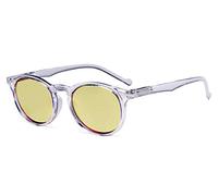 Eyekepper Blue Light Blocking Glasses Women - Anti Digital Glare UV Ray Oval Round Computer Reading Glasses with Yellow Filter Lens - Transparent +3.00
