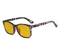 Eyekepper Blue Light Blocking Reading Glasses with Amber Tinted Filter Lens - Square Nerd Computer Readers - Tortoise +1.00