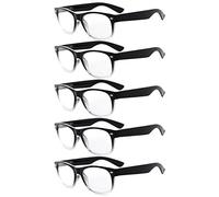 Eyekepper Classic 80's Reading Glasses-5 Pairs Black-clear Frame Glasses for Women Reading +3.50