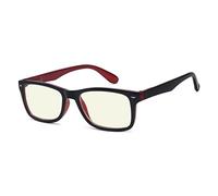 Eyekepper Computer Reading Glasses,UV Protection, Anti Glare,Anti-Reflective Computer Readers (Black Red, Yellow Tinted Lenses) +2.25