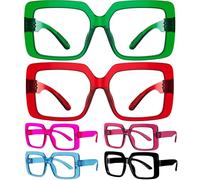 Eyekepper Huge Metalless Reading Glasses with Screwless Spring Hinges 6 Pack Oversized Readers for Women +4.00