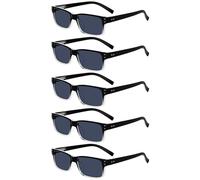 Eyekepper Mens Reading Sunglasses-5 Pack Grey Tinted Lens Glasses for Men Reading Under The Sun, Reader Eyeglasses Women