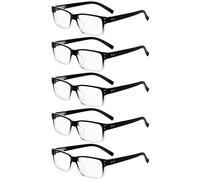 Eyekepper Mens Vintage Reading Glasses-5 Pack,Black-Clear Frame