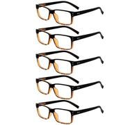 Eyekepper Mens Vintage Reading Glasses-5 Pack,Black-Yellow Tortoise