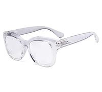 Eyekepper Oversized Reading Glasses - Retro Readers for Women Reading - Transparent Frame +2.25