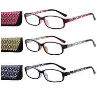 Eyekepper Readers 3 Pack of Womens Reading Glasses with Beautiful Pattern and Soft Case for Ladies +1.00