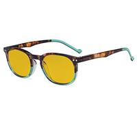 Eyekepper Retro Blue Light Glasses Women Men - Blocking Ray Screen Glare Computer Reading Glasses with Amber Tinted Filter Lens - Tortoise/Green