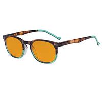 Eyekepper Retro Blue Light Glasses Women Men - Blocking Ray Screen Glare Nighttime Computer Reading Glasses with Orange Tinted Filter Lens - Tortoise/Green +1.25