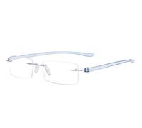 Eyekepper Small Lenes Rimless Reading Glasses Women - Frameless Reader Eyeglasses for Men Reading with Blue Arms +2.00
