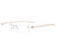 Eyekepper Small Lenes Rimless Reading Glasses Women - Frameless Reader Eyeglasses for Men Reading with Yellow Arms +1.75