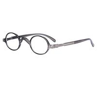 Eyekepper Small Oval Round Reading Glasses Vintage Mini Reader Eyeglasses for Men Women Reading with Spring Hinges Grey Frame +0.50