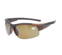 Eyekepper TR90 Unbreakable Sports Polycarbonate Polarized Bifocal Half Rimless Sunglasses Baseball Running Fishing Driving Golf Softball Hiking Brown Frame Brown Lens +1.5