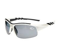 Eyekepper TR90 Unbreakable Sports Polycarbonate Polarized Bifocal Half Rimless Sunglasses Baseball Running Fishing Driving Golf Softball Hiking White Frame Grey Lens +2.5