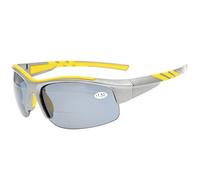 Eyekepper TR90 Unbreakable Sports Polycarbonate Polarized Bifocal Half Rimless Sunglasses Baseball Running Fishing Driving Golf Softball Hiking Grey Frame Grey Lens +2.5