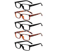 Eyekepper Vintage Mens Reading Glasses-5 Pack(3 Pairs Black and 2 Pairs Tortoise) Glasses for Men Reading, Reader Eyeglasses Women
