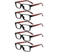 Eyekepper Vintage Reading Glasses-5 Pack Black Frame with Tortoie Arms Glasses for Men Reading, Reader Eyeglasses Women