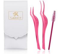 Eyelash Applicator Tool 3-pcs Lash Applicator Tool Set with Eyelash Extension Tweezers, Brush - Professional Eye Lash Applicator Tools for DIY Eyelash Extensions, Cluster Lashes