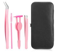 Eyelash Applicator Tool, 4Pcs Stainless Steel Eyebrow Tweezers with Silicone Tips, DIY Lash Extension Tools with Brush, Lash Applicator Tool Kit for Cluster and Individual Lashes