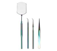 Eyelash Art Tool Kit, Stainless Steel Rotatable Inspection Mirror with Extension Tweezers and Pickup Sticks for Eyelash Grafting and Makeup Application (Multicolor)