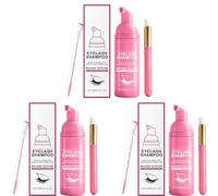 Eyelash Cleansing Care Kit - Lash Shampoo with Cleaning Brush, Gentle Foaming Cleanser for Lash Extensions, Removes Makeup & Oil, Keeps Lashes Soft & Knot-Free (3pcs)