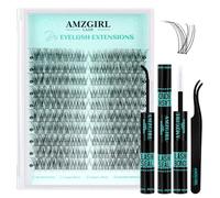 Eyelash Cluster Kit 180pcs DIY Wispy C Curl Individual Natural Eyelash Extension Kit with Lash Bond and Seal, Eyelash Tweezers (Dawn)