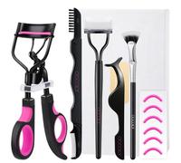 Eyelash Curler, 5 in 1 Lash Curler Kit with Extra Replacement Pads, Eye Lash Curler Makeup Tool for Perfect Curling and Shaping, Black Color