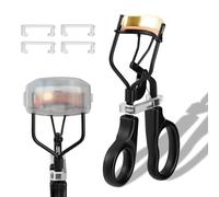 Eyelash Curler w/3 Replacement Pads (Soft/Medium/Firm) - Professional Lash Curler for Natural, Fake, Curly or Straight Lashes, Includes Protective Cover (Black)