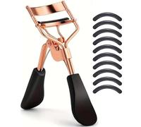 Eyelash Curler with 10 Refill Pads, Eye Lash Curler, No Pulling or Pinching - Ergonomic Lash Curler for All Eye Shapes（Rose Gold
