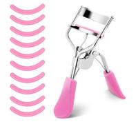 Eyelash Curler with 10 Refill Pads, Eye Lash Curler, No Pulling or Pinching - Ergonomic Lash Curler for All Eye Shapes(Pink)