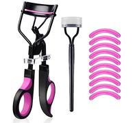 Eyelash Curler with Comb, qiipii Professional Lash Curlers metal Eyelashes Comb Seperator Eyelash Mascara Applicator Tool Kit for Women with 10 Replacement Silicone Refills Pads for Home & Travel Uses