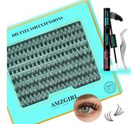Eyelash Extension Kit 200PCS Cluster 30D Curl 9-16mm Mix Eyelash Extension Kit with Lash Bond, Remover and Eyelash Tweezers for Beginners