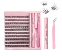 Eyelash Extension Kit Eyelash Extension Kit with 120 pieces of lashes, tweezers and mascara, Natural D Curl Lashes, 8-16mm, DIY Eyelash Extension Kit