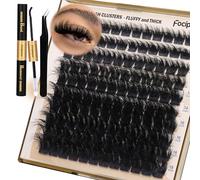 Eyelash Extension Kit Thick Lash Clusters Kit 10-18mm Fluffy Clusters Lashes 180D Individual Eyelashes Kit with Lash Bond, Lash Remover, Lash Applicator DIY Lash Extension for Beginners (180D-D Curl)