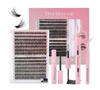 Eyelash Extension Set, VIVAVENUS 3040D Curl 9-16mm Mix with Eyelash Binding and Gasket Eyelash Tweezers for Home DIY 280pcs