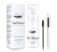 Eyelash Extension Shampoo - Eyelid Foaming Cleanser | Lash Wash & Makeup Remover | Paraben & Sulfate Free, 50ml with Brush for Natural Lashes, Salon and Home Care